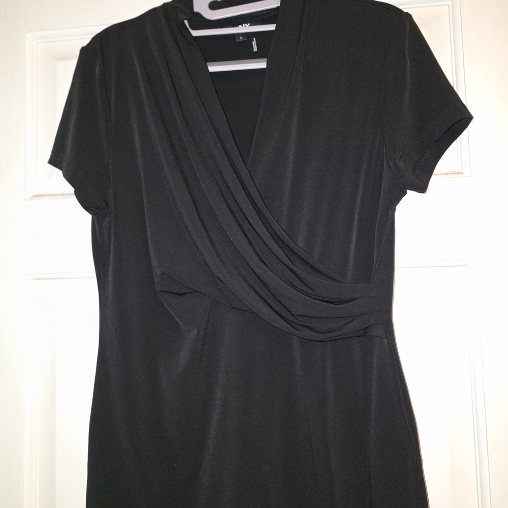 DKNY Black Draped/Wrap Front Top